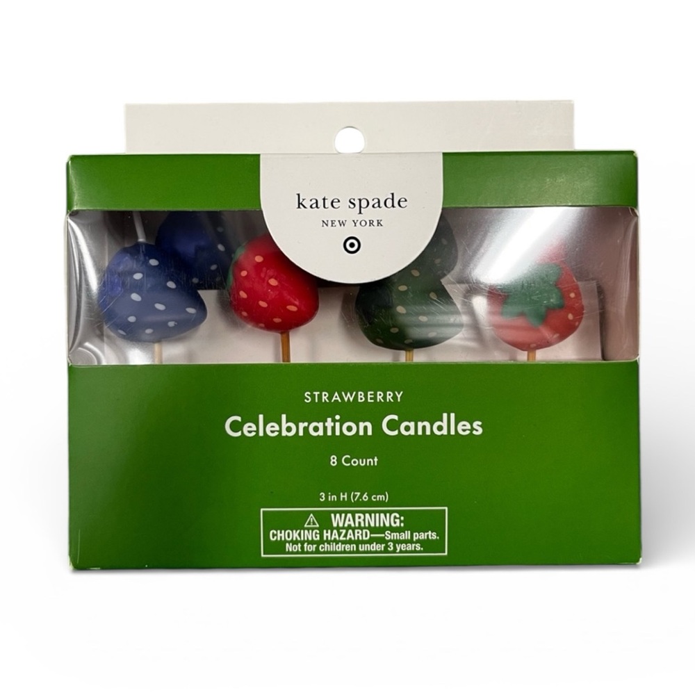 kate spade x target Strawberry Celebration Candles - Red, Blue, Green